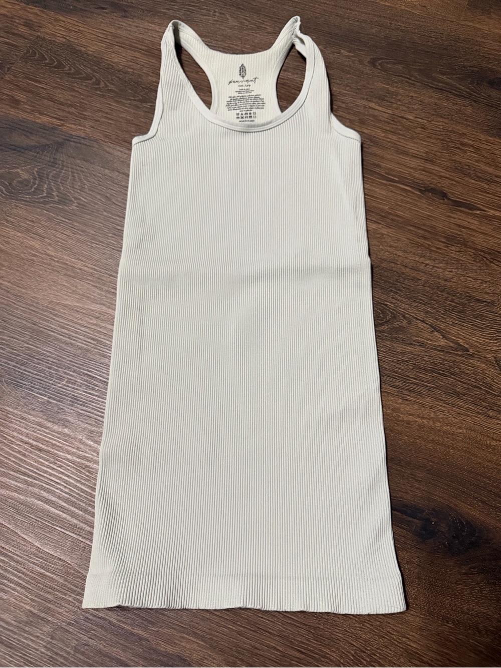 FP Movement by Free People Ribbed Racerback Tank Dress - Grayish Pale Green XS/S